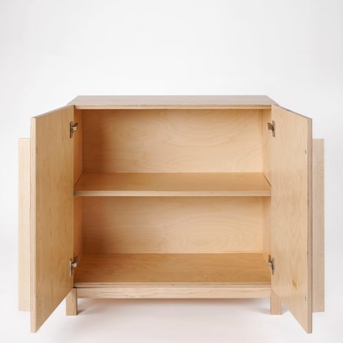 milton and goose wooden toy storage cabinet natural doors open