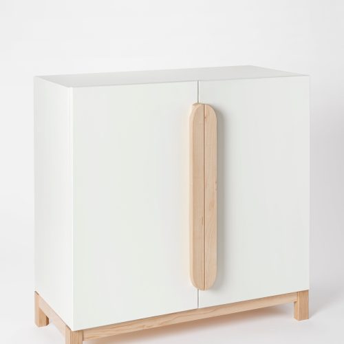 milton and goose wooden toy storage cabinet white angled