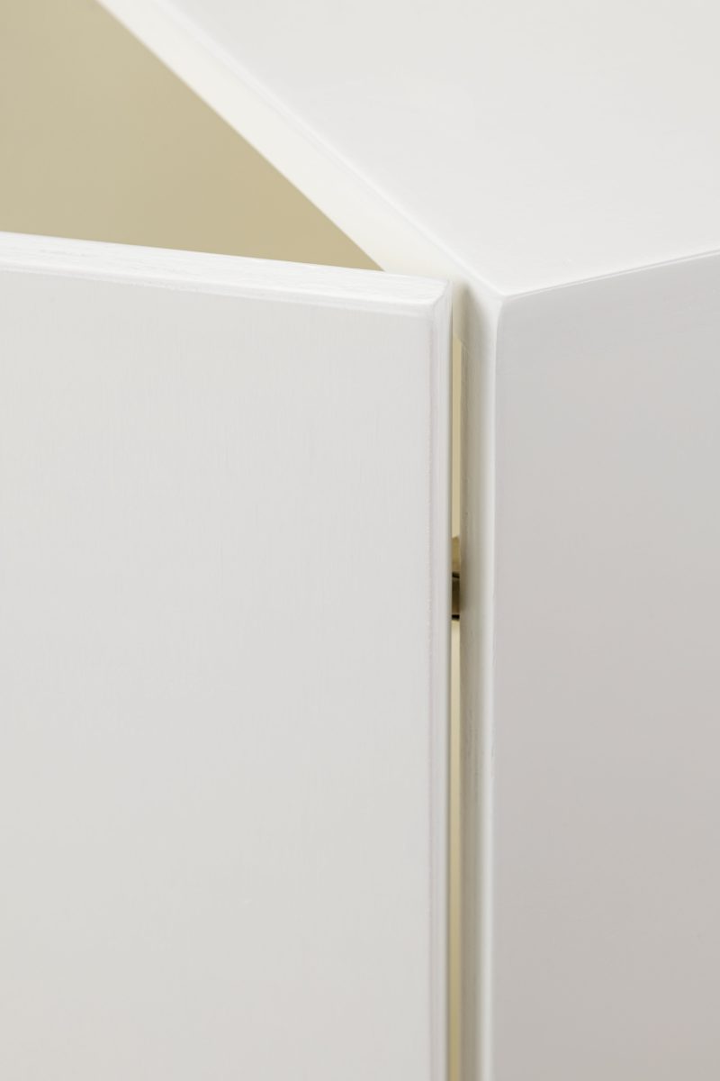 milton and goose wooden toy storage cabinet white outside hinge detail