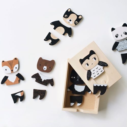 mix and match animal tiles dress up wooden toys