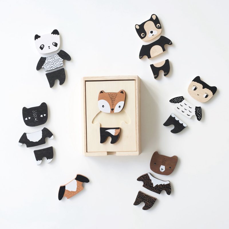 mix and match animal tiles wood childrens toy