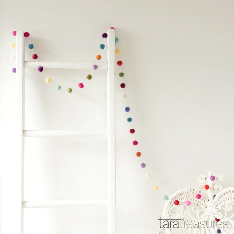 multicolour pompom garland