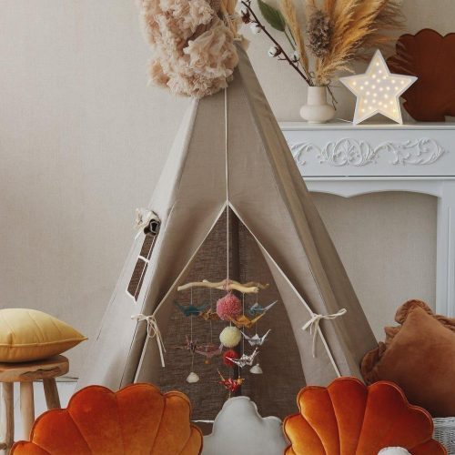 natural linen teepee and mat set 126775