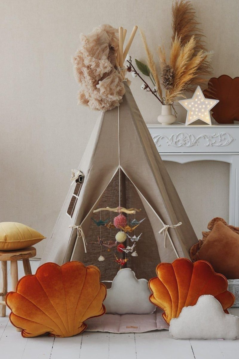 natural linen teepee and mat set 126775