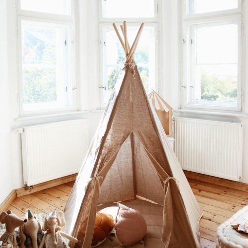 natural linen teepee and mat set 139953