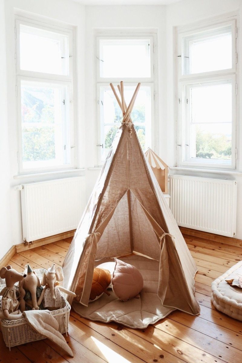 natural linen teepee and mat set 139953