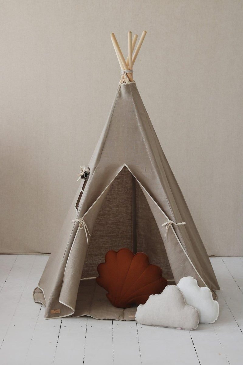 natural linen teepee and mat set 806877