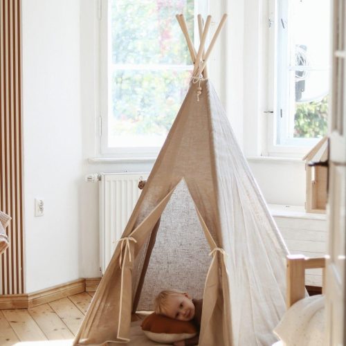 natural linen teepee and mat set 882525