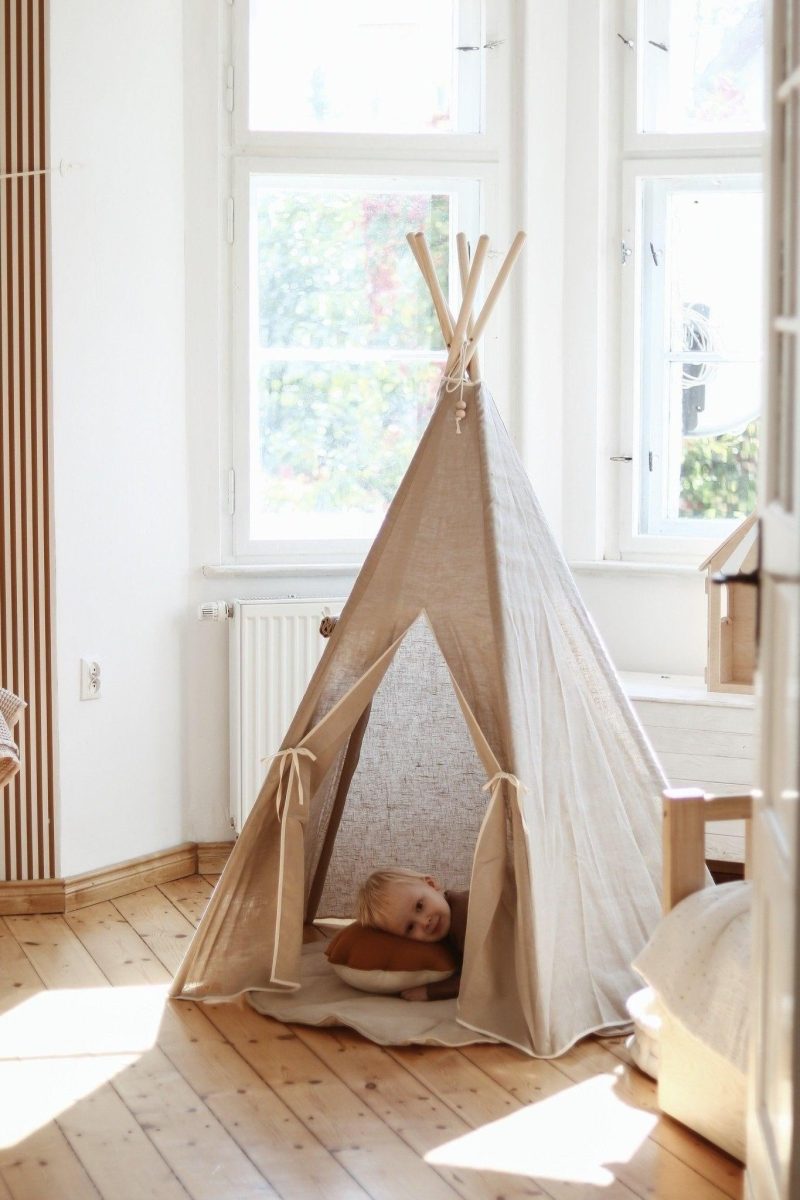 natural linen teepee and mat set 882525