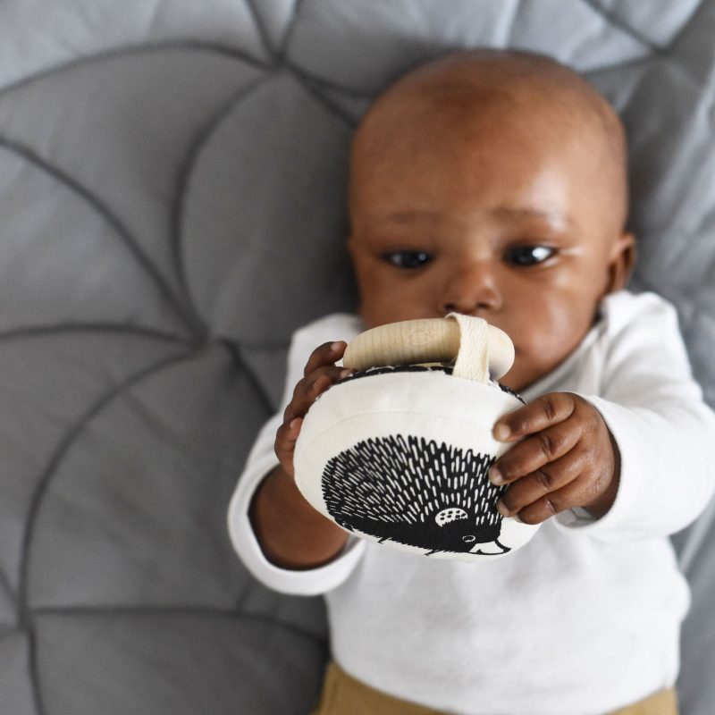 organic baby teether hedgehog wooden ring 1