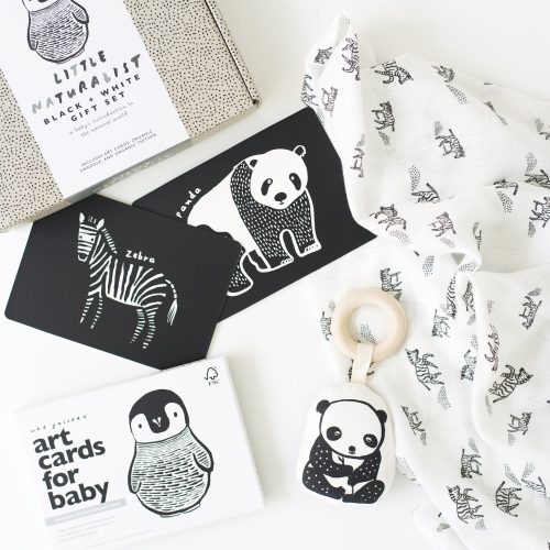 organic unisex high contrast gift set for baby newborn 2 3 4 5 months black and white