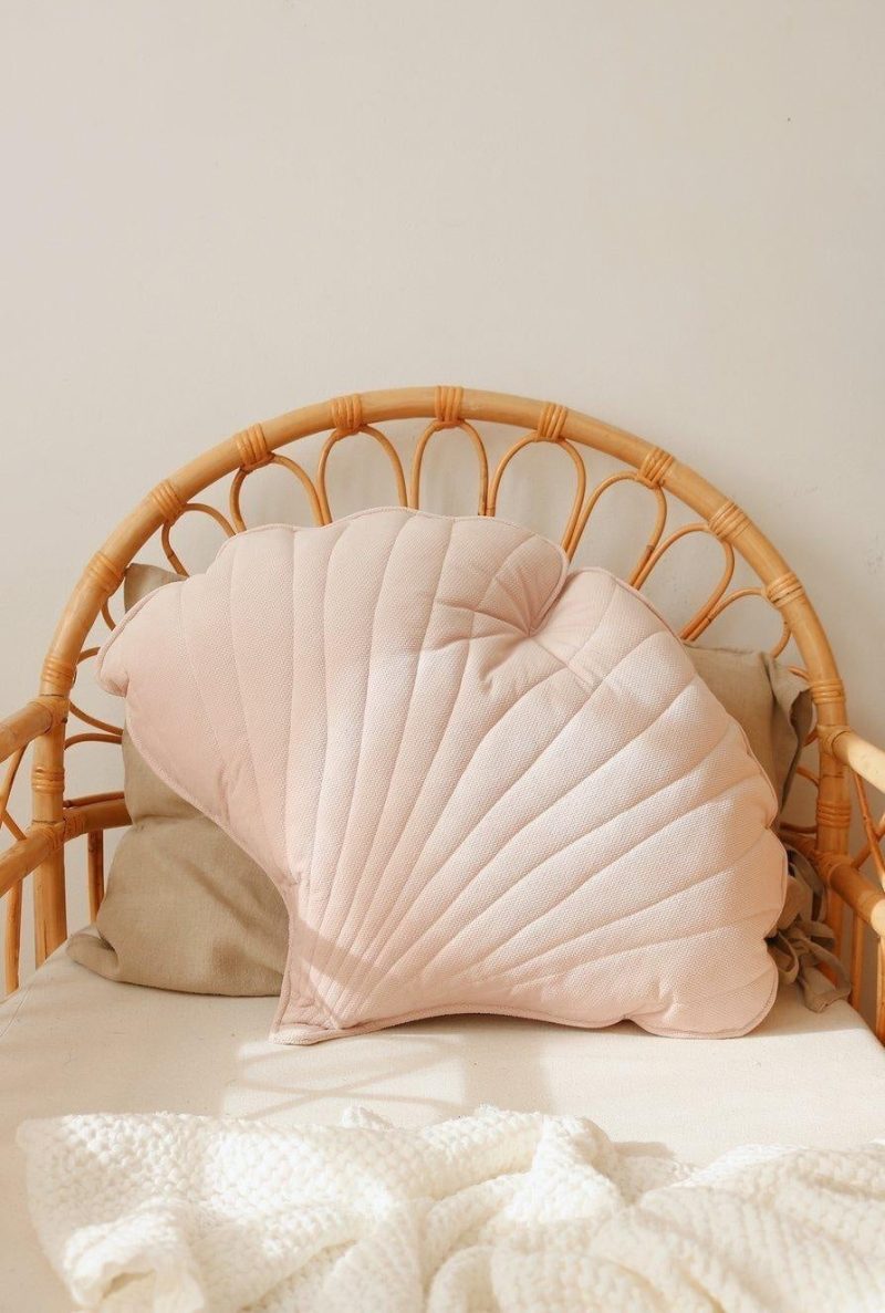 powder pink velvet ginkgo leaf cushion 116371