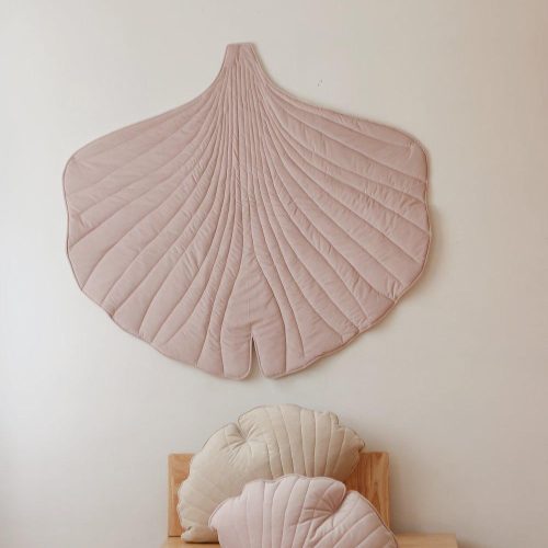 powder pink velvet ginkgo leaf cushion 324374