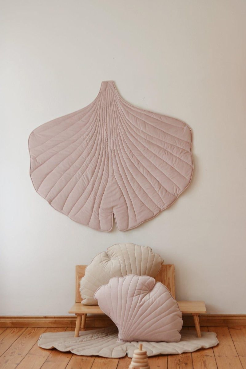 powder pink velvet ginkgo leaf cushion 324374