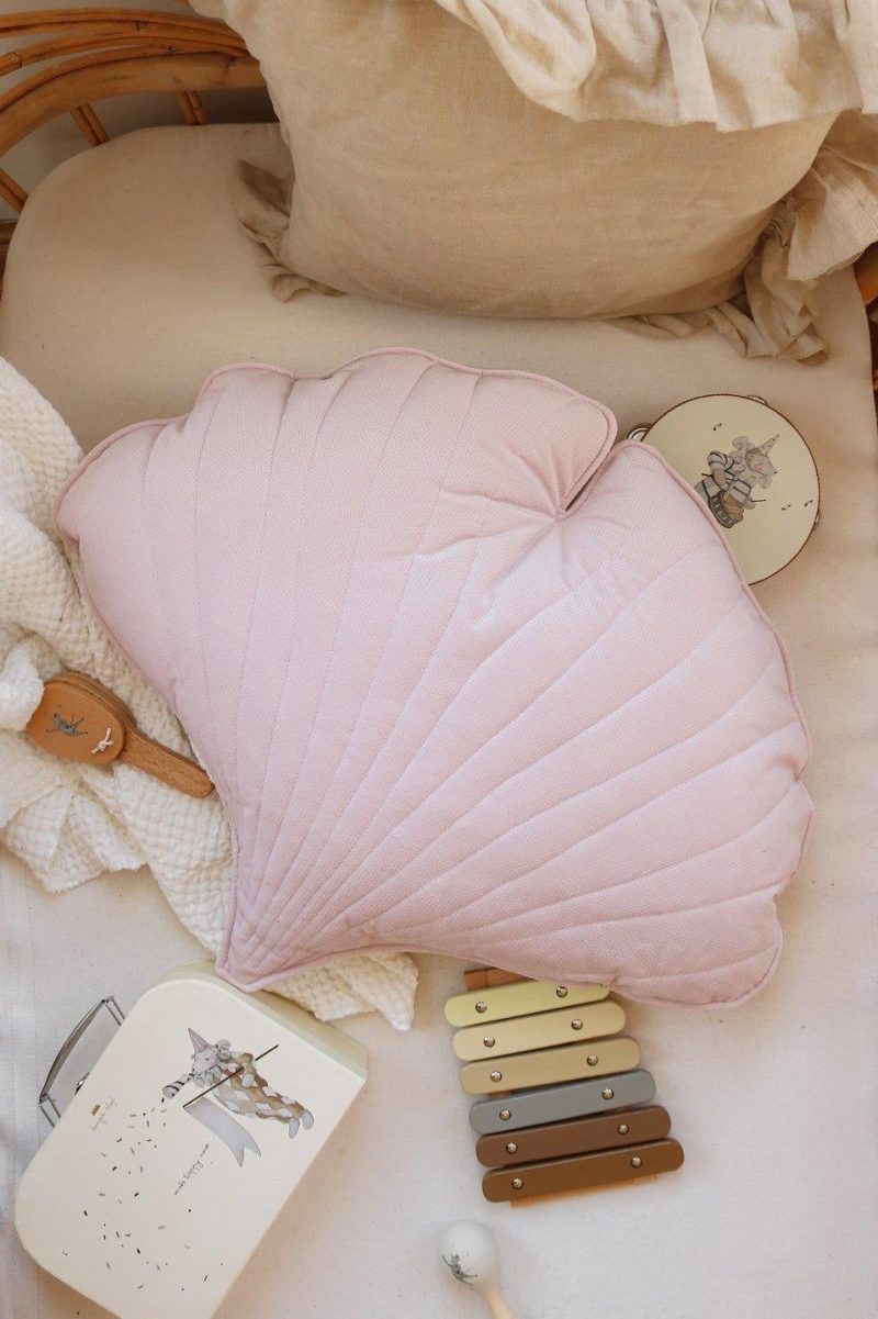 powder pink velvet ginkgo leaf cushion 417990