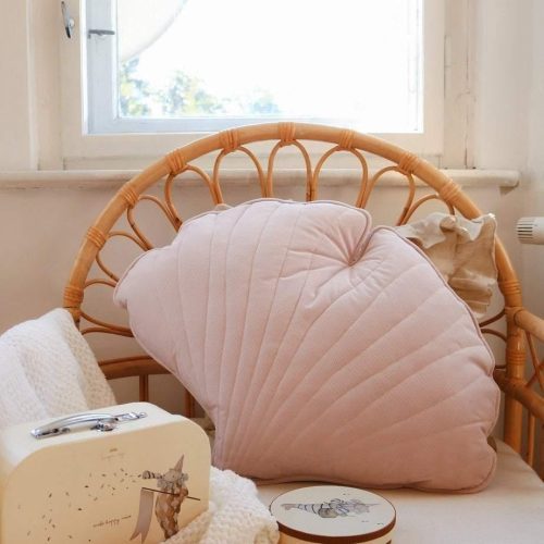 powder pink velvet ginkgo leaf cushion 440752