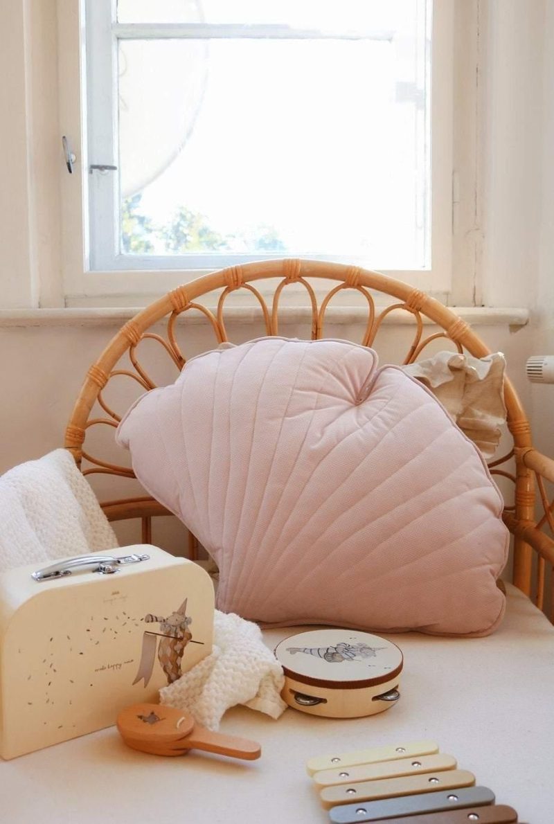 powder pink velvet ginkgo leaf cushion 440752