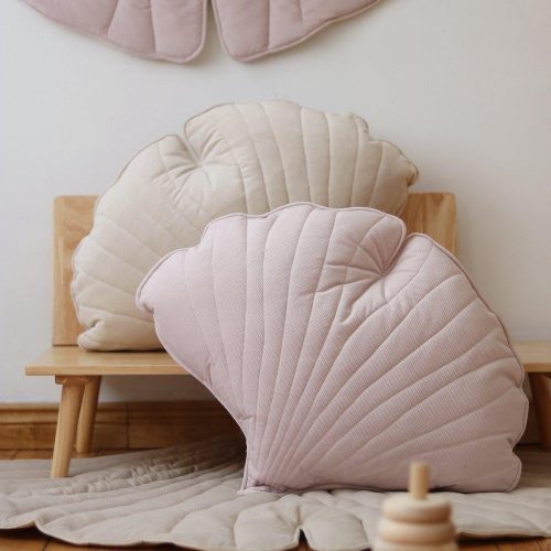 powder pink velvet ginkgo leaf cushion 464244