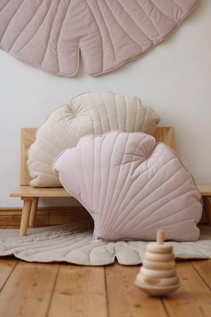 powder pink velvet ginkgo leaf cushion 464244