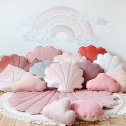 soft pink velvet shell cushion 869986