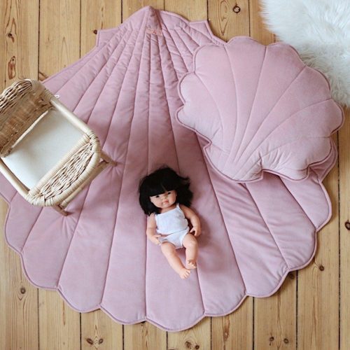 soft pink velvet shell cushion 986337