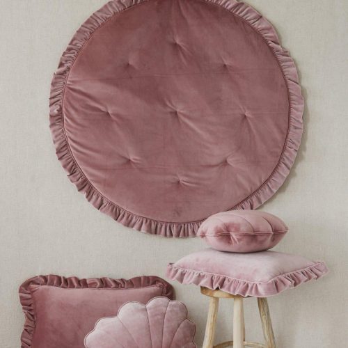 soft velvet cushion with frill light pink 309266