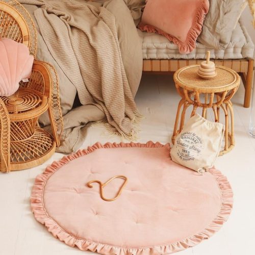 soft velvet mat with frill apricot 768123