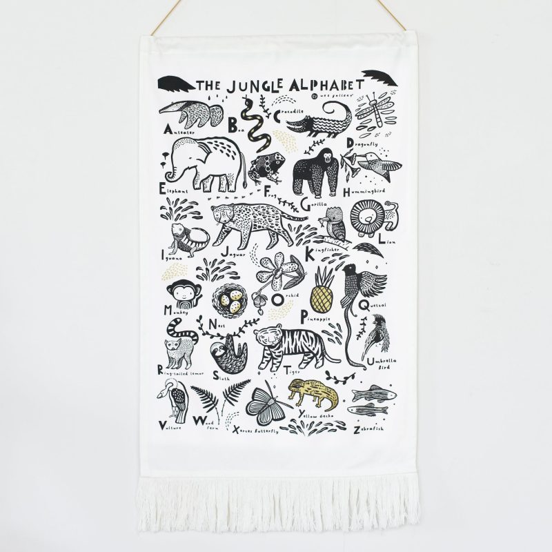 tapestry nursery print wall art jungle alphabet