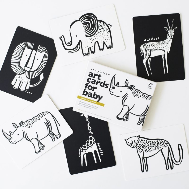 wee gallery art cards for baby safari animals