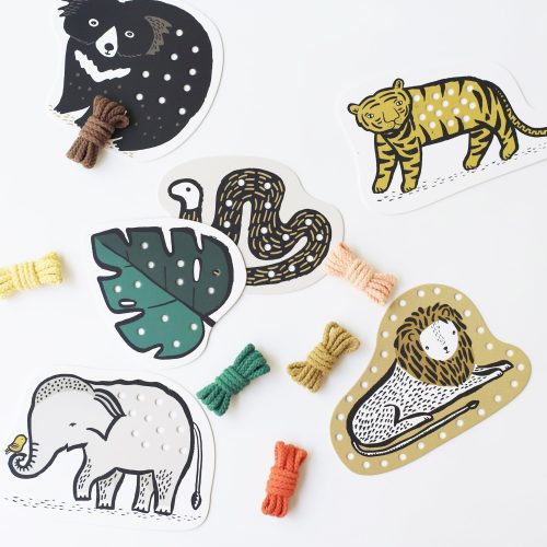 wee gallery jungle animal lacing cards kids 3 up