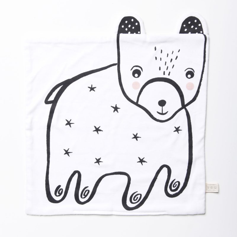 wee gallery organic bear print blanket cotton sherpa