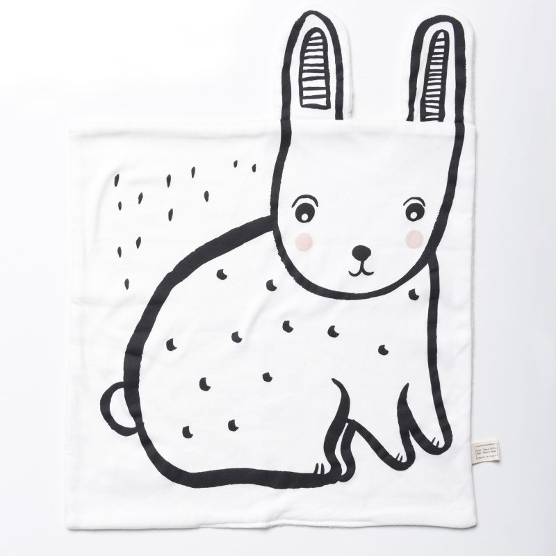 wee gallery organic bunny print blanket cotton sherpa