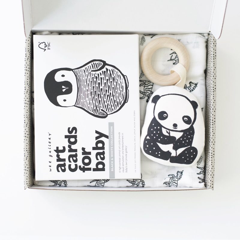 wee gallery organic gift set for babies baby black and white animals 2