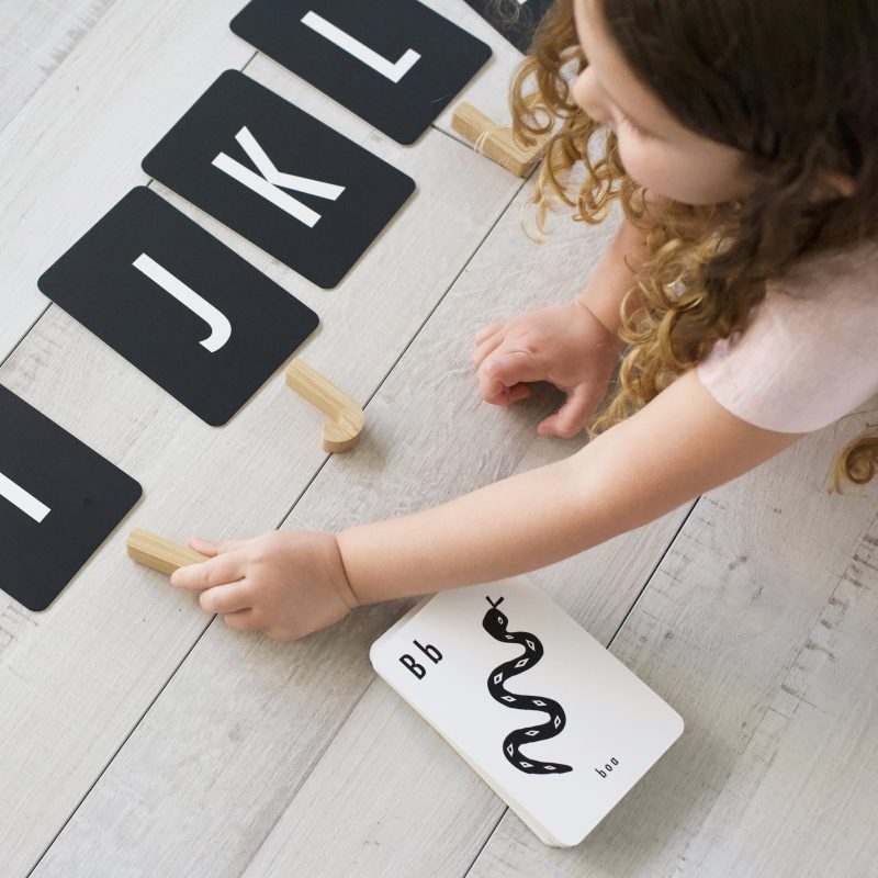 wee gallery wooden alphabet and animal learning cards 2