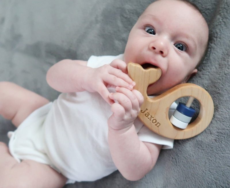 whale wooden baby rattle 602645