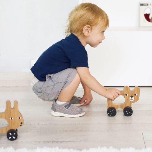 wooden push toy bunny bear rolling car toddler toy 3