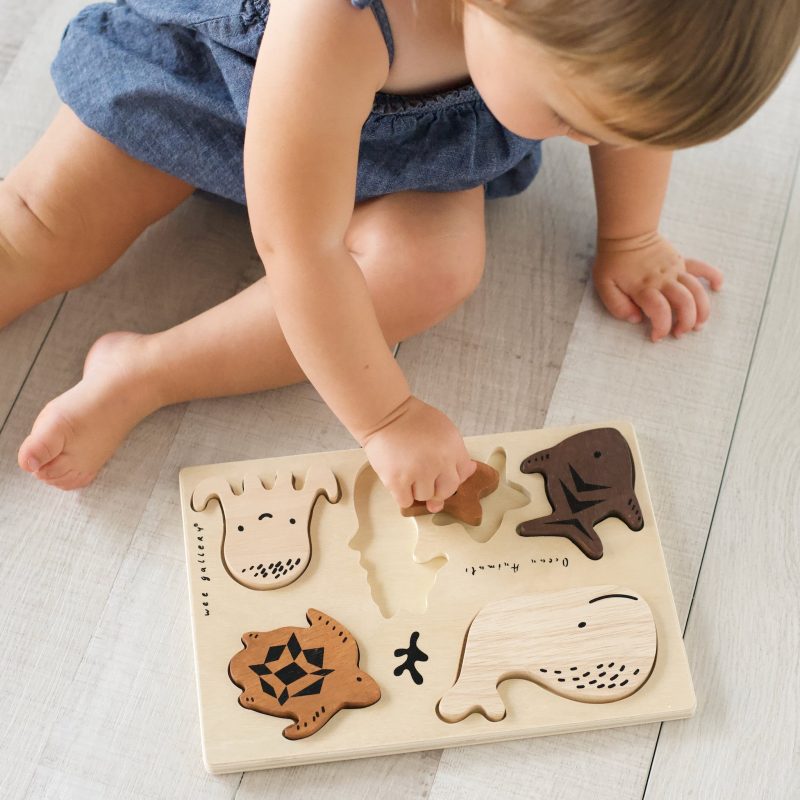 wooden tray puzzle toddler ocean animals 3